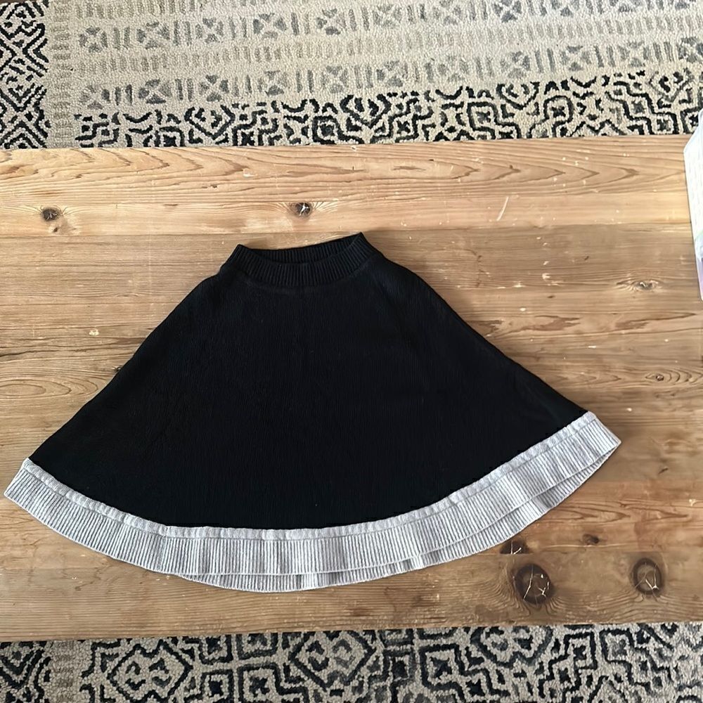 PORTOLANO BLACK CASHMERE MINI PONCHO w/ Contrast Color Edge One Size NEW
